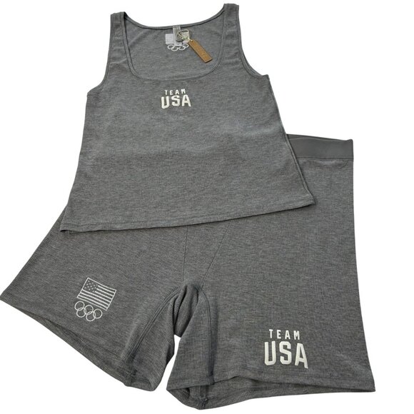SKIMS Soft Lounge Tank Top + Boxer Short Set Team USA  Heather Gray 3X - Picture 13 of 13